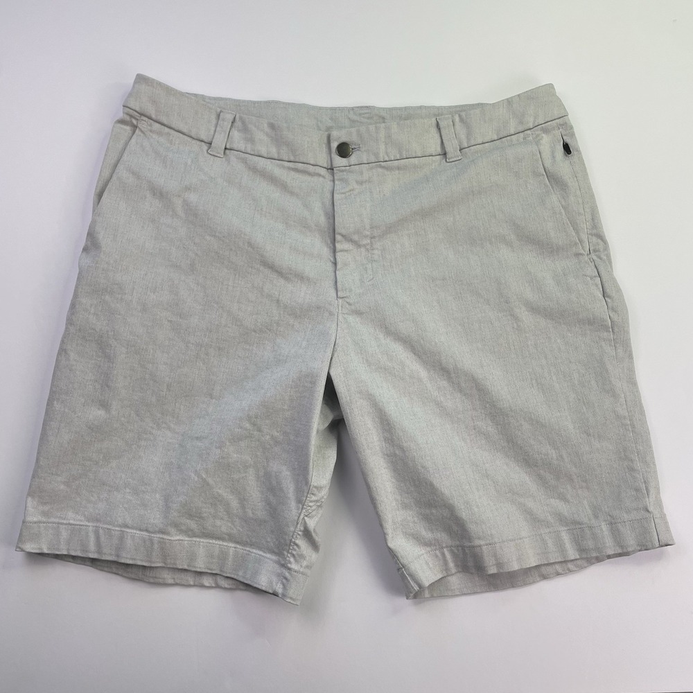 Lululemon Shorts Men's 36 ABC Linen Heathered Look Summer Casual 9" Grey Biege